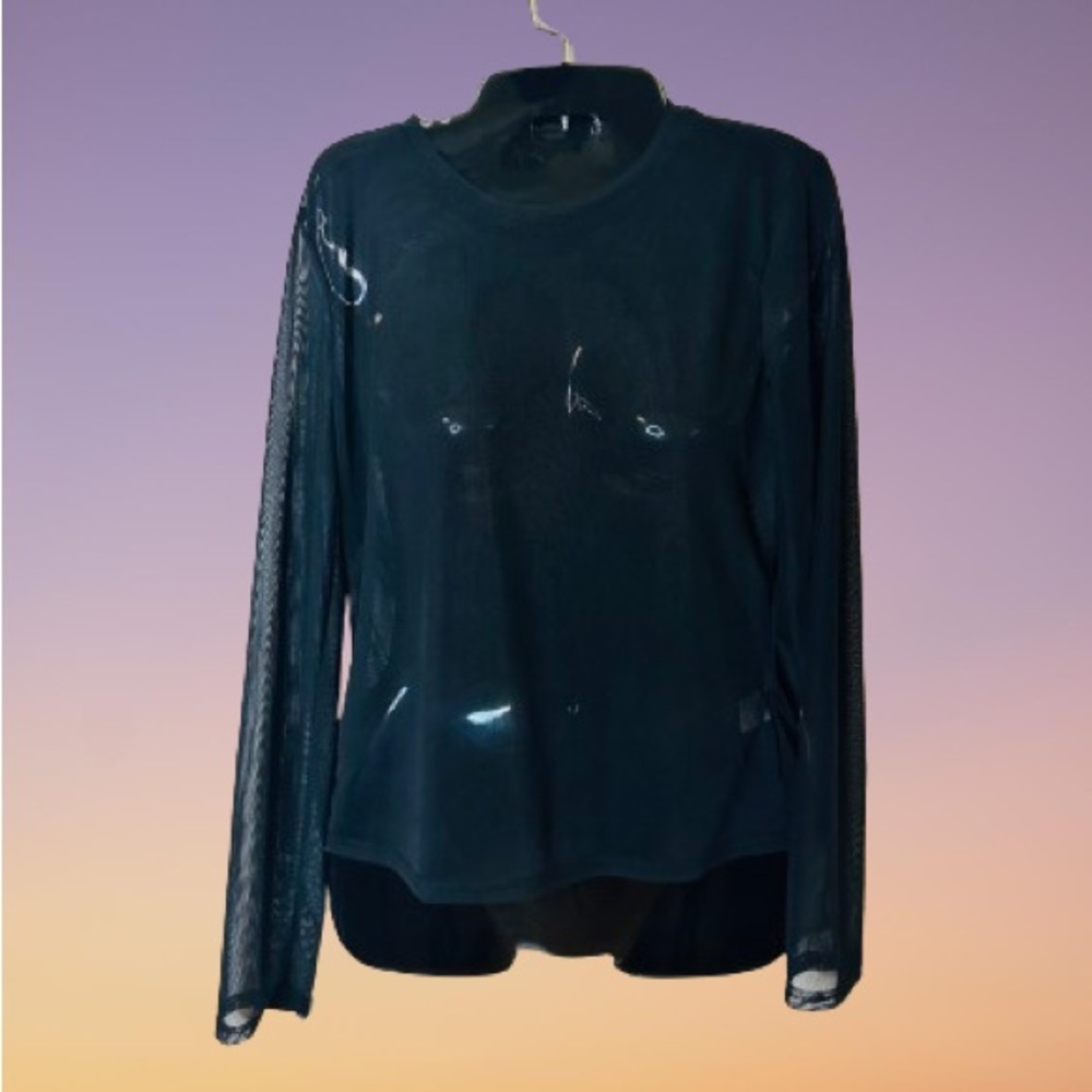 Sheer XL Black Long Sleeve Top